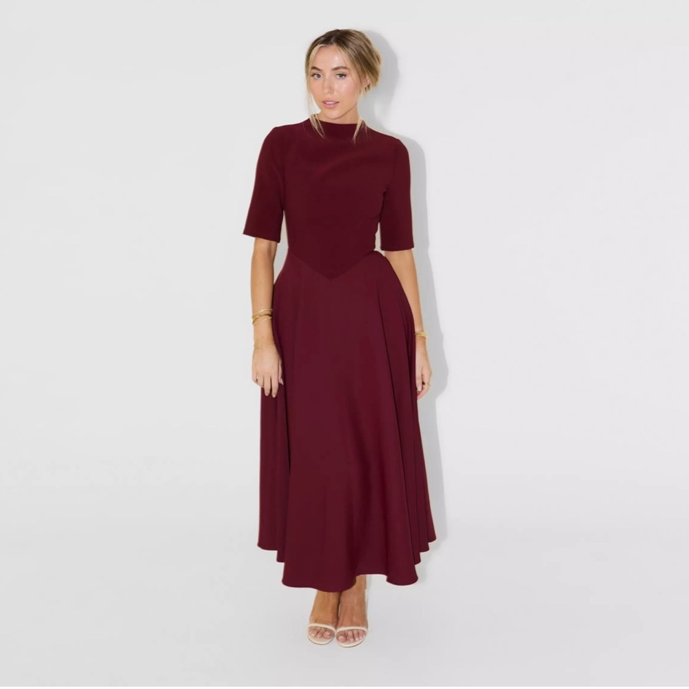 Muse Deep Red Long Sleeve Dress